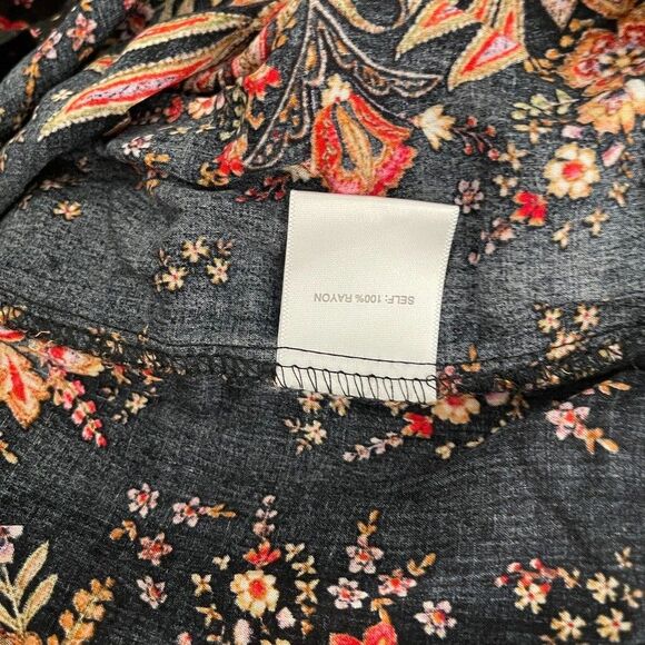 Rose + Olive Blouse Women's Small V-Neck Floral Short Sleeve Puff Artsy Top - Picture 10 of 10